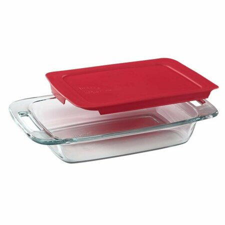 PYREX Easy Grab 8 in. W X 14 in. L Baking Dish Clear/Red 1090948